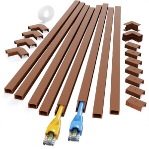 Yecaye 125in Brown Cord Hider - One-Cord Channel Cord Cover on Wall - Cable Management Kit - Wire Covers for Cords - Brown Cable Raceway - 8X L15.7in W0.59in H0.4in, CMC03 Brown