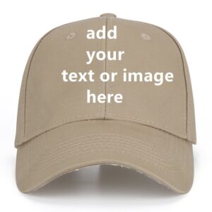 custom men & women baseball cap with your text,personalized adjustable trucker caps casual sun peak hat for gifts khaki