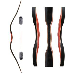 TOPARCHERY Archery 60'' Longbow Outdoor Hunting Recurve Bow and Arrow One Piece Traditional Wood Hunting Bow RIGHT/LEFT HANDED 30 35 40 45 50LBS with String Silencer