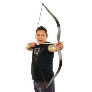 TOPARCHERY Archery 60'' Longbow Outdoor Hunting Recurve Bow and Arrow One Piece Traditional Wood Hunting Bow RIGHT/LEFT HANDED 30 35 40 45 50LBS with String Silencer