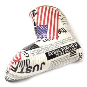 gooaction usa golf club blade putter cover magnetic closure creative american flag and newspaper pattern design synthetic leather putters headcover