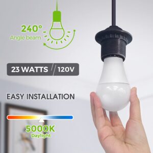 LOHAS A21 Bright LED Light Bulb, 150W-200W Equivalent LED Bulbs, 23 Watt Garage Light Bulbs, Daylight 5000K, 2500 Lumen High Watt Super Bright Porch Light Bulb, Non-Dimmable, for Home Lighting, 4 Pack