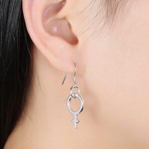 Feminist Silver Earrings for Women Fashion Female Symbol Creative Dangle Hypoallergenic Earrings for Girls