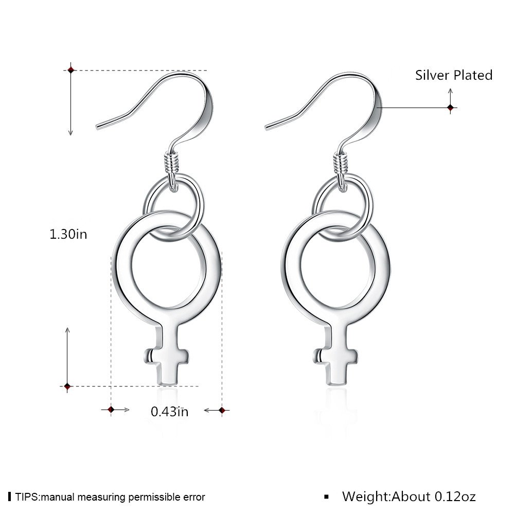 Feminist Silver Earrings for Women Fashion Female Symbol Creative Dangle Hypoallergenic Earrings for Girls