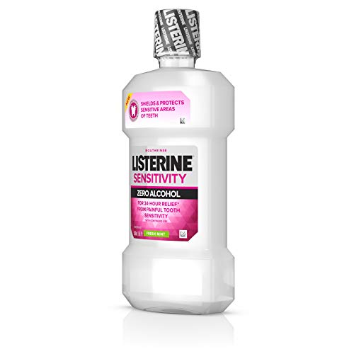 Listerine, Zero Alcohol Mouthwash 24hour Relief for Painful Tooth Sensitivity, fresh mint, 16.9 Fl Oz