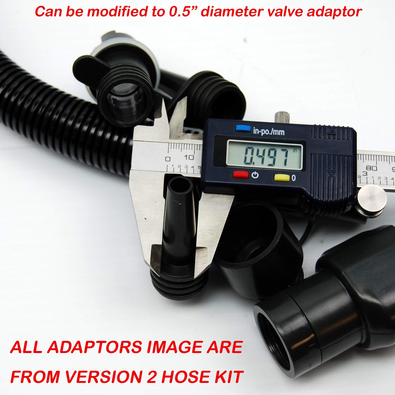 Nylon Air Hose Kit for Seamax 20PSI SUP Electric Air Pump (Version 2: SUP Hose with Multiple Adapters)