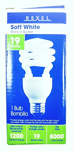 Soft White 3000k Rexel 19 Watt 75 Watt Equivalent Spiral CFL Light Bulb