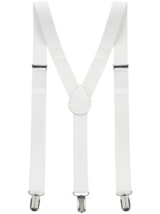 allegra k women's suspenders metal clips adjustable elastic band y shaped suspender one size white