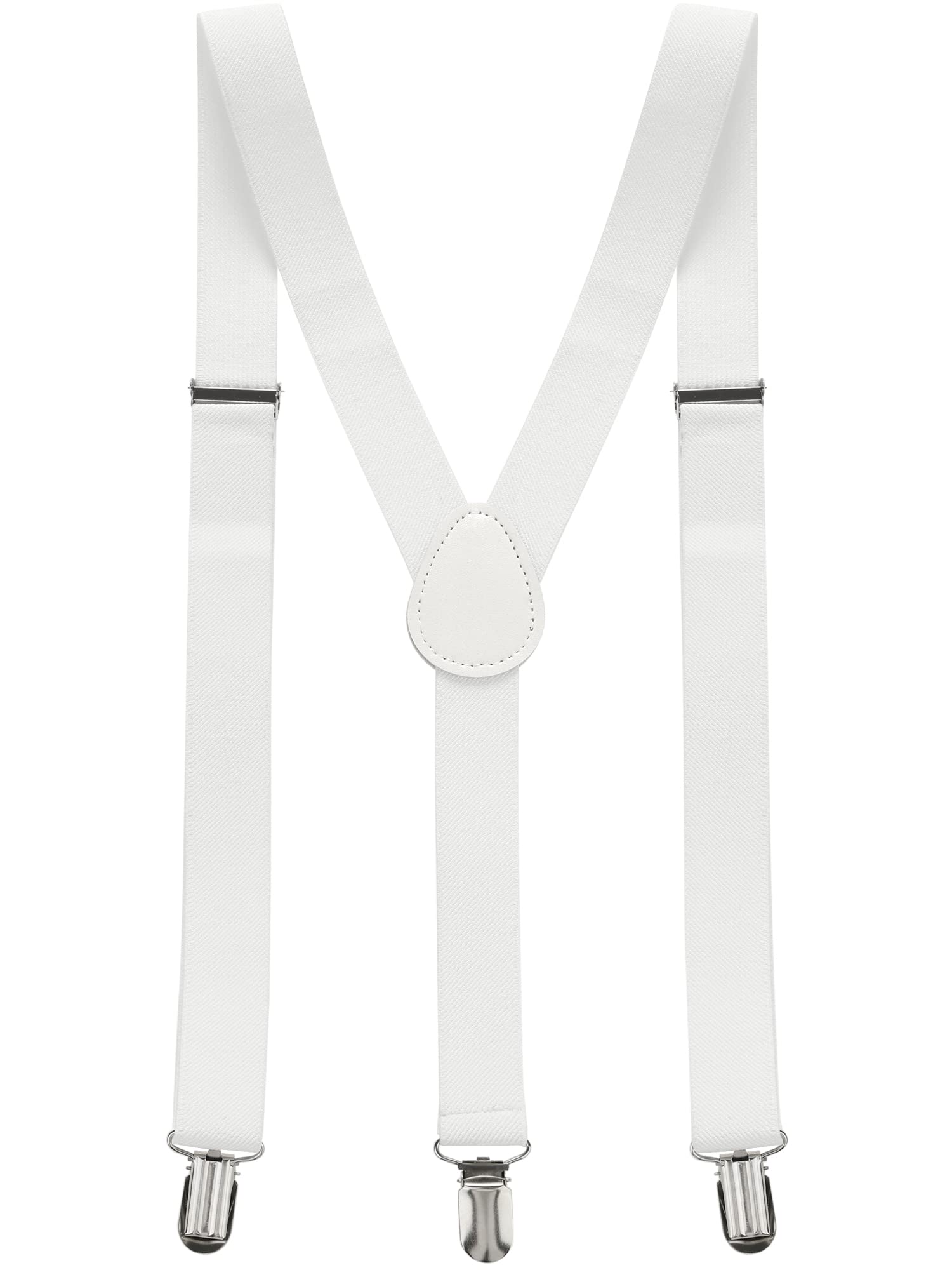 Allegra K Women's Suspenders Metal Clips Adjustable Elastic Band Y Shaped Suspender One Size White