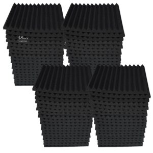 50 pack black 12 "x 12 "x1" acoustic panels studio soundproofing foam wedge tiles,