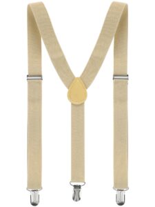 allegra k women's suspenders metal clips adjustable elastic band y shaped suspender one size khaki color