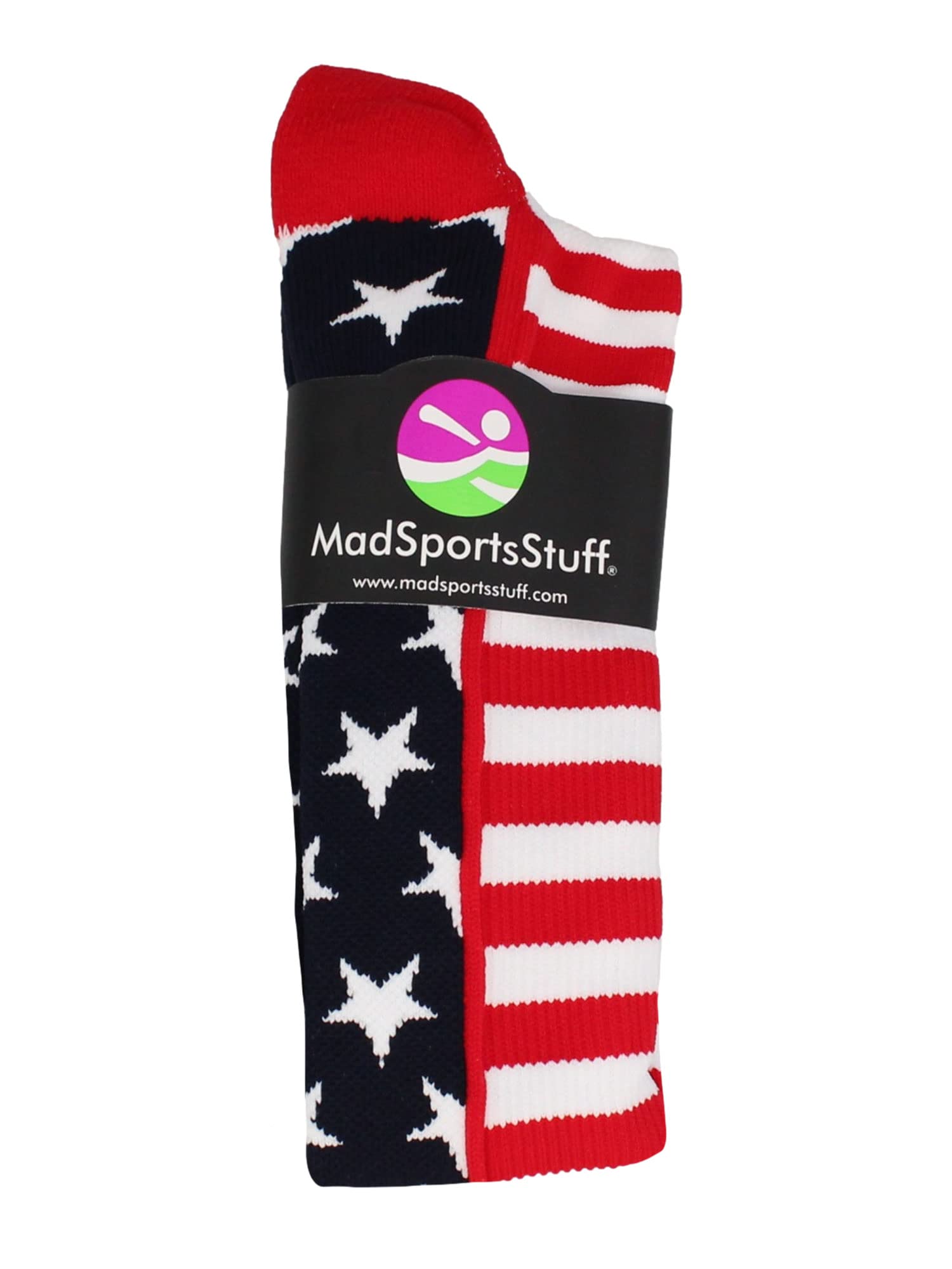 USA American Flag Stars and Stripes Over the Calf Socks (Navy/Red/White, Large) - Patriotic Knee High Socks for Softball, Baseball, Football, Soccer & More - Patriotic Sports Socks