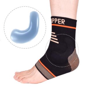 Thx4 Copper Infused Compression Ankle Brace,Silicone Ankle Sleeve Support, Pain Relief from Plantar Fasciitis, Achilles Tendonitis- Reduce Foot Swelling & Prevent Ankle Injuries - (Single)