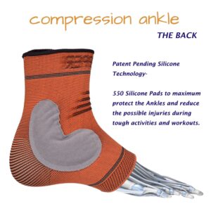 Thx4 Copper Infused Compression Ankle Brace,Silicone Ankle Sleeve Support, Pain Relief from Plantar Fasciitis, Achilles Tendonitis- Reduce Foot Swelling & Prevent Ankle Injuries - (Single)