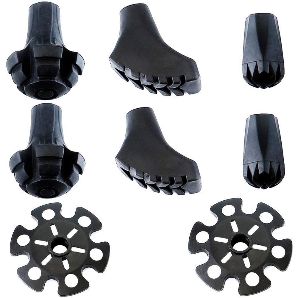 Replacement Rubber Tips Set for Trekking poles-4 Paris Heavy-Duty Durable Feet Paws Tips Snow Baskets for Hiking Poles/Walking Sticks