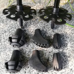 Replacement Rubber Tips Set for Trekking poles-4 Paris Heavy-Duty Durable Feet Paws Tips Snow Baskets for Hiking Poles/Walking Sticks