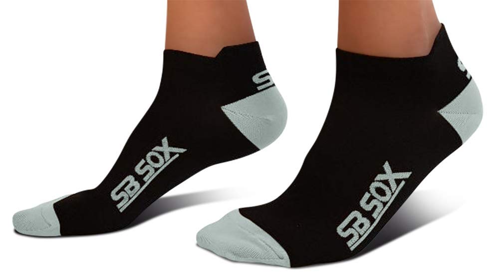 SB SOX Lite Plantar Fasciitis Compression Socks (2 Pairs) for Women & Men - Lowcut Socks for Running, Athletic, Daily Use (Black/Gray, X-Large)