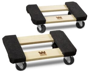 wen 721218 1000 lbs. capacity 12 in. x 18 in. hardwood furniture dolly (2-pack)