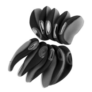 10pcs golf club head cover, neoprene protective headcover golf club iron head covers set (grey + black) funny driver heads iclubs