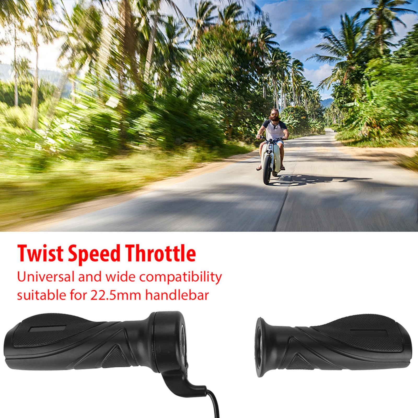 1 Pair Bike Throttle Grip 22.5mm Throttle Grips Twist with Cable Universal Throttle Grip for Electric Bike and Scooter