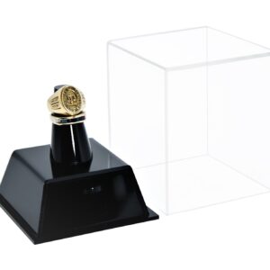 Better Display Cases Clear Acrylic Championship School Ring Display Case with Drawer and Black Acrylic Ring Holder (A064-A)