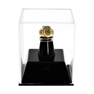 Better Display Cases Clear Acrylic Championship School Ring Display Case with Drawer and Black Acrylic Ring Holder (A064-A)