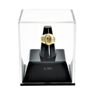 Better Display Cases Clear Acrylic Championship School Ring Display Case with Drawer and Black Acrylic Ring Holder (A064-A)