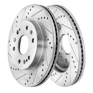 Detroit Axle - Front Brake Kit for Chevy GMC Silverado Sierra Suburban Express Savana 1500 Tahoe Yukon XL Escalade ESV EXT XTS Drilled & Slotted Brake Rotors Ceramic Brakes Pads : 12.99'' inch Rotor