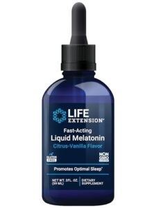 life extension fast-acting liquid melatonin – sleep & cellular health support supplement – gluten-free – non-gmo – citrus-vanilla flavor – net wt. 2 fl.oz. (59 servings)