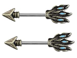 covet jewelry tribal arrow 316l surgical steel nipple barbells