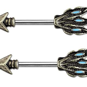 Covet Jewelry Tribal Arrow 316L Surgical Steel Nipple Barbells