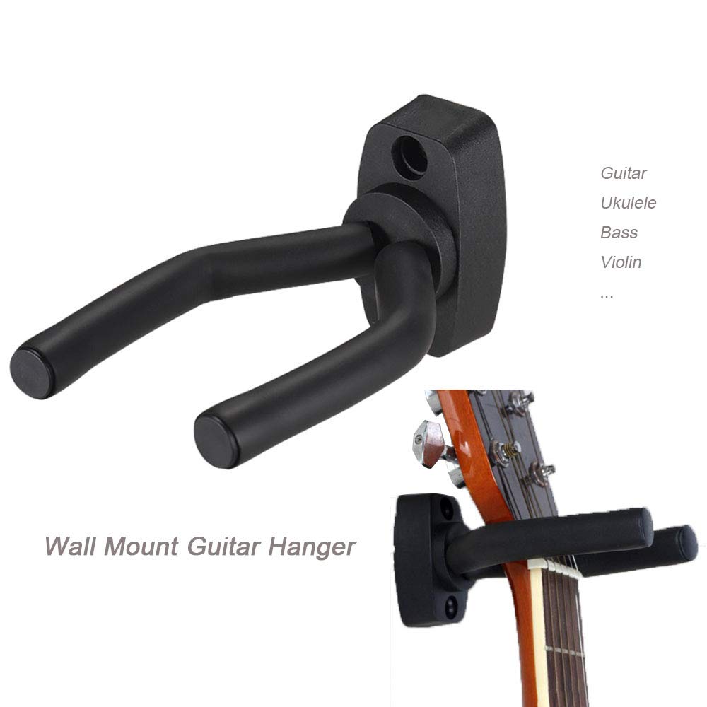 Guitar Mount Wall Hanger Stand Ukulele Wall Hook Keep Holder Mount Display 2 Pack with Guitar Picks Violin Wall Stand Mandolin Rack Bracket Bass Accessories Easy to Install(5 pack guitar picks)