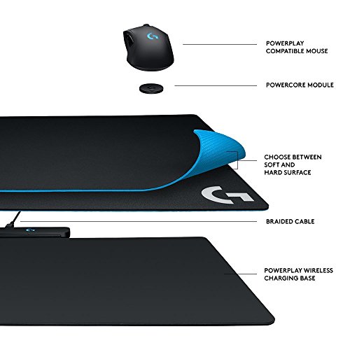 Logitech G Powerplay Wireless Charging System for G703, G903 Lightspeed Wireless Gaming Mice, Cloth or Hard Gaming Mouse Pad (Renewed)