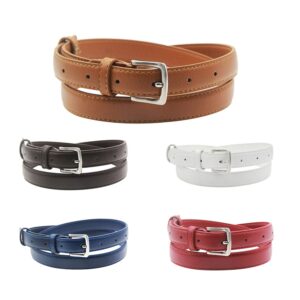 maikun 5 pack womens belt skinny pu leather belt, thin womens belt 42.5''long, for waist size 35-38''