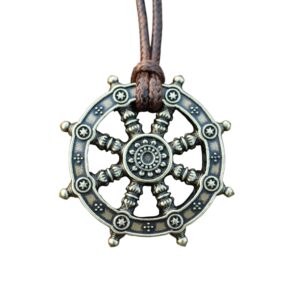 dharma wheel of life samsara buddhist amulet pendant talisman (bronze)