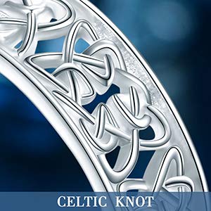 DAOCHONG Nickel-Free 925 Sterling Silver Irish Love Trinity Woven Celtic Knot Band Ring for Women, Size 5 6 7 8 9 10 11(7)