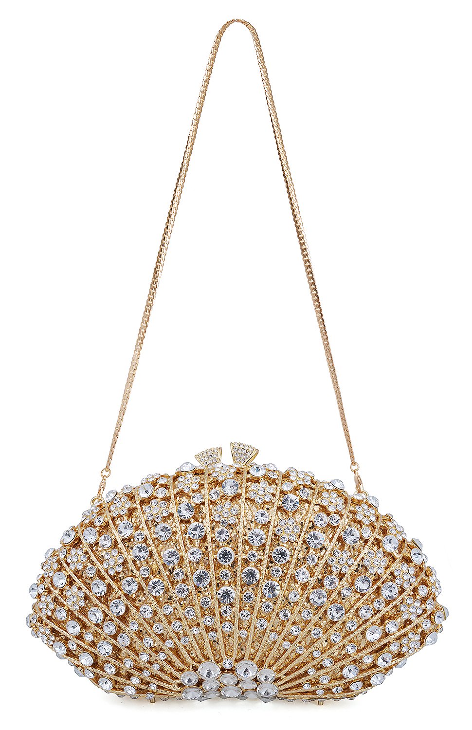 Mossmon Crystal Clutch Women Luxury Rhinestone Evening Bag (Gold)