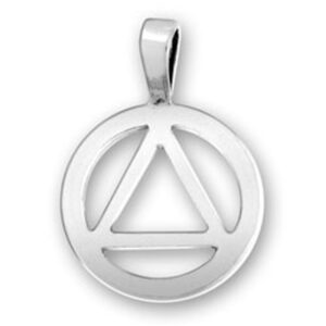 sterling silver aa alcoholics anonymous unity triangle in circle symbol pendant