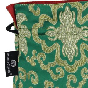 Tibetan Handmade Brocade Cloth Singing Bowl Storage Carrying Case Bag (Green)