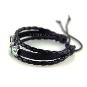 WUSHIMAOYI Dragonfly Vintage Style bracelet Dragonfly bracelet Dragonfly jewelry Fashion Women bracelet Leather Bracelet Braid Leather jewelry Vintage bracelets