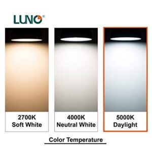 LUNO A19 Dimmable LED Bulb, 5.5W (40W Equivalent), 450 Lumens, 5000K (Daylight), Medium Base (E26), UL & ENERGY STAR (4-Pack)