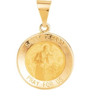 the men's jewelry store (unisex jewelry) 14k yellow gold round hollow st. gerard medal (15 mm)