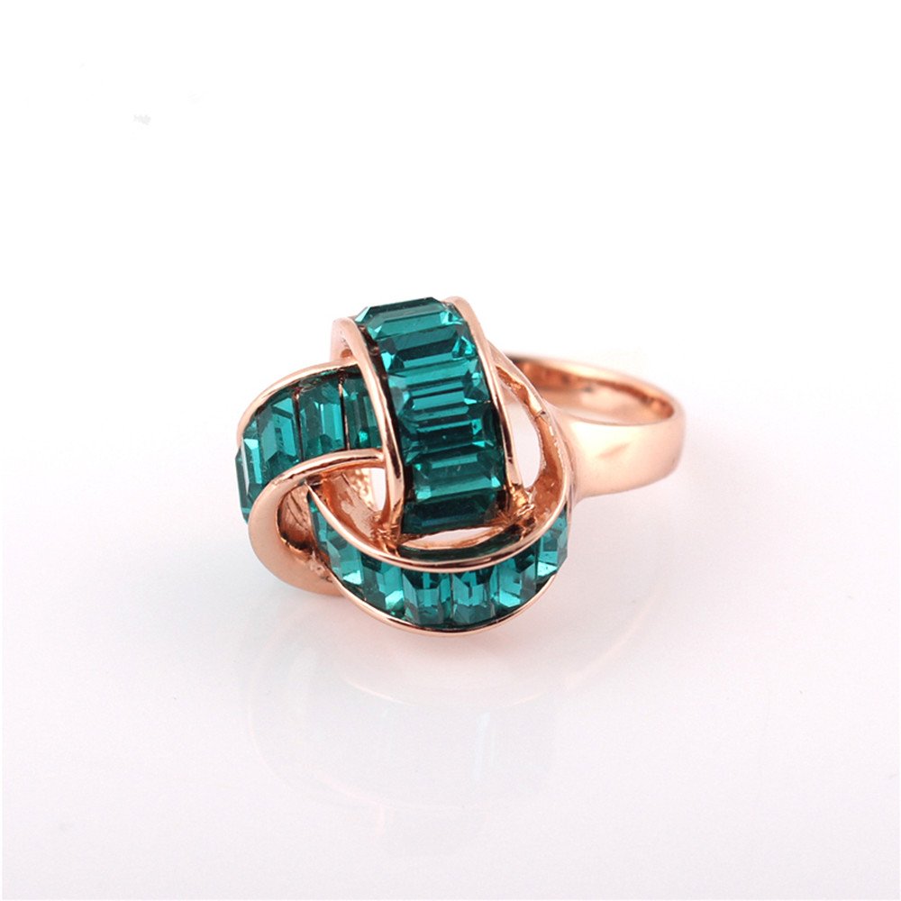 Ajojewel Unique Geometric Blue Crystal Ring Women Luxury Jewelry Anel (Blue, 7)