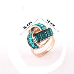 Ajojewel Unique Geometric Blue Crystal Ring Women Luxury Jewelry Anel (Blue, 7)