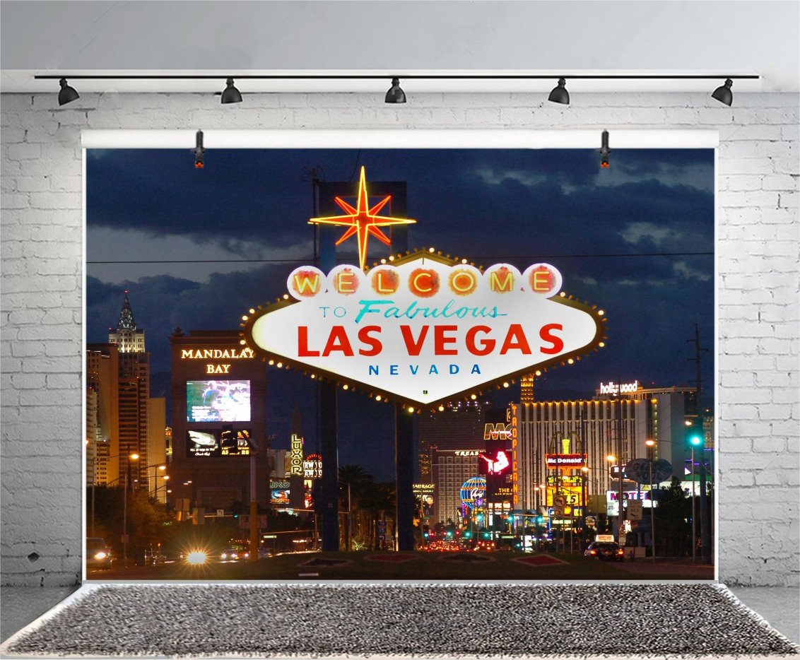 LFEEY 10x8ft Las Vegas Casino Backdrop City Night View Photography Backdrop American Famous Casino Photo Background for Birthday Party Events Studio Props