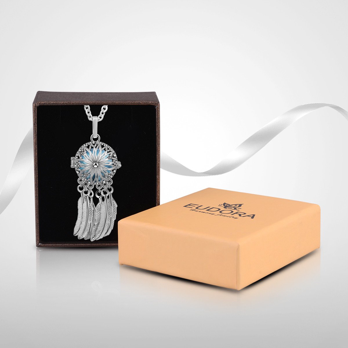 EUDORA Harmony Bola Musical Maternity Ball Baby Wings Chain Necklace Wishing Prayer Bell Locket Dodger Blue