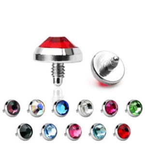 eg gifts dermal anchor top body jewelry flat gem 16g surgical 3mm,4mm,5mm (clear 5mm)