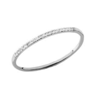 Dainty Modern Diamond Stackable Wedding Band in 10k White Gold (Size 4.75)