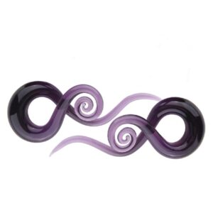 2Pcs Purple Ear Glass Spiral Tapers Plugs Tunnels Expander Gauges Stretching Body Piercings Jewelry (0g(8mm))