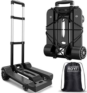 tomser folding hand truck 4 wheel-rotate 360 lbs heavy duty solid construction utility cart compact and lightweight for luggage/personal/travel/auto/moving and office use